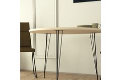 Sandalf Ronde Tafel met Metalen Poten, 90x90 cm, Eik