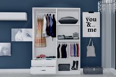 Novado Kledingkast met 4 Deuren en 2 Lades