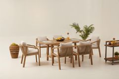 Monte Carlo Houten Tuinset, 6 Zits, Creme