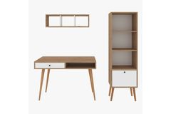 Bi̇Mossa Janus Bureau Met Planken En Boekenkast, Mand Wit, U5020