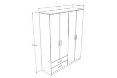 Novado Kledingkast met 4 Deuren en 2 Lades