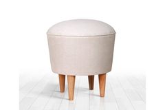 Sandy Poef met Houten Poten, Creme