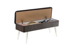 Vina Stoffen Bank Met Opbergruimte , Wit Antraciet 1053