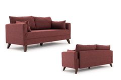Bella Soft 3-Zitsbank, Wijnrood