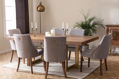 Nepal 6-8 Seat Fixed Dining Table, Light Wood