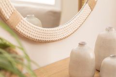 Wood Ronde Jute Wandspiegel 50 cm, Wit