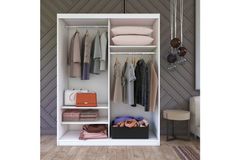 Binnian Kledingkast met 2 Deuren en Schuifdeuren, Wit