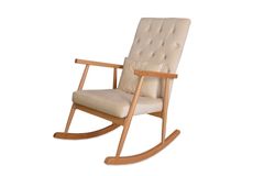 Asedia Trend Schommelstoel Gestoffeerd, Creme & Natuurlijke Kleur