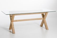 Gle 4-6 Seater Glass Dining Table, Light Wood