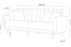 Aqua 3-Sitzer Sofa, Anthrazit