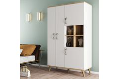 Maxi Multifunctionele Kast, 4 Deuren, Met Ophangplanken, Wit Pijn