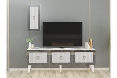 Bare Tv-Meubel, Wit Zilver
