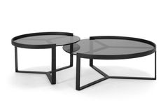 Lia 2 Piece Coffee Table, Dark Grey & Black