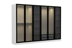 Medway Tideway Kledingkast met 6 Deuren en 2 Lades, 210 cm, Wit en Zwart