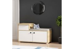 Elegante Schoenenkast, Wit en Eik