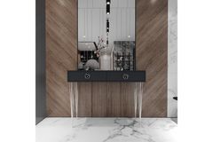 Nysa Consoletafel met 2 Lades, Antraciet & Zilver