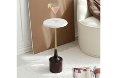 Mira Side Table, White & Gold