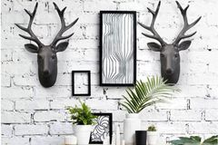 Herten Wandbuste, Zwart