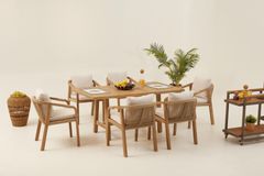 Monte Carlo Houten Tuinset, 6 Zits, Creme
