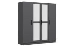 Medway Tideway Kledingkast met 4 Deuren, 2 Lades en Spiegel, 190 cm Antraciet