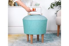 Sandy Poef met Houten Poten, Turkoois