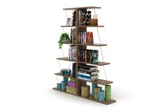 Rafevi Bookcase, Dark Wood & Yellow