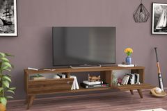 Wood TV-Meubel met Houten Poten, 160 cm, Walnoot