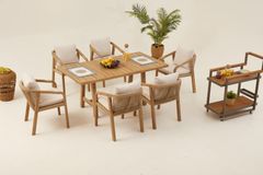 Monte Carlo Houten Tuinset, 6 Zits, Creme