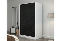 Medway Tideway Kledingkast met Schuifdeuren, 210 cm, Zwart en Wit