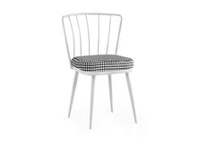 Mond Stoel met Pied-De-Poule Patroon, Wit