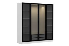 Medway Tideway Kledingkast met 4 Deuren en 2 Lades, 190 cm, Wit en Zwart