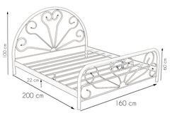Baby Metalen Bedframe, 160x200 cm, Wit