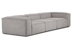 Frid Ruffelfluwelen 3-Zitsbank, Grijs