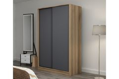 Medway Tideway Kledingkast met Schuifdeuren, 210 cm, Antraciet en Walnoot