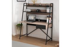 Arte Bureau met Metalen Poten, Walnoot en Zwart