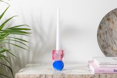 Lana Smooth Candle Holder, Pink & Blue