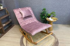Asedia Maeve Schommelstoel, Roze & Natuurlijke Kleur
