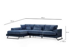 Frido Hoekbank Links, Blauw, Stof kan veranderd worden
