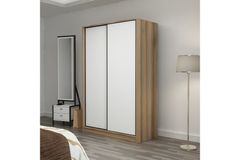 Medway Kledingkast met Schuifdeuren 120 cm, Walnoot en Wit
