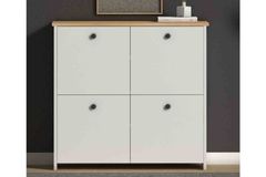 Cube Country Shoe Cabinet, White & Oak