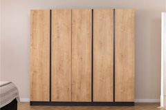 Panna Soft Kledingkast met 5 Deuren, Walnoot en Antraciet