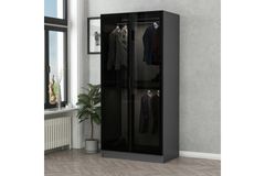 Medway Tideway Kledingkast met 2 Deuren, 210 cm, Antraciet en Zwart