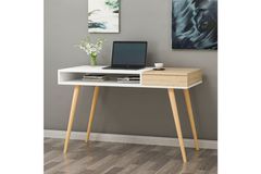 Loft Desk, White & Light Wood