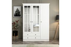 Tideway Kledingkast met 3 Deuren en Spiegel, 210 cm, Wit