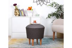 Sandy Poef met Houten Poten, Grijs