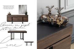 Line Eettafel, Walnoot en Zwart