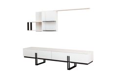 Line TV-Meubel, Wit & Zwart