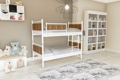 Star Stapelbed, 90x190cm, Wit en Walnoot