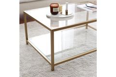 Neostyle Rectangular Glass Coffee Table, Brass