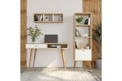 Bi̇Mossa Janus Bureau Met Planken En Boekenkast, Mand Wit, U5020